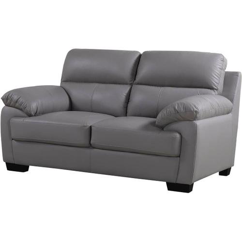 Canapé Cuir Et Pvc "Cardiff" - 163 X 92 X 93 Cm - 2 Places - Gris Clair