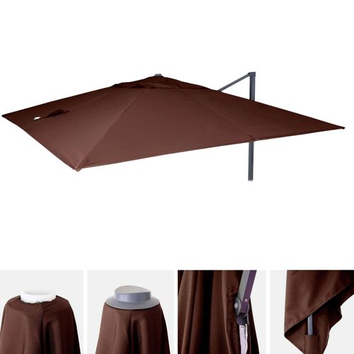 Toile Pour Parasol De Luxe Hwc-A96, Toile De Remplacement Pour Parasol, 3x4m (Ø5m) Polyester 3,5kg   Brun
