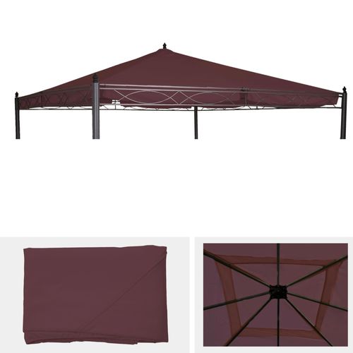 Toit De Remplacement Pour Toit Pergola Pavillon Cadiz 4x4m   Rouge-Brun