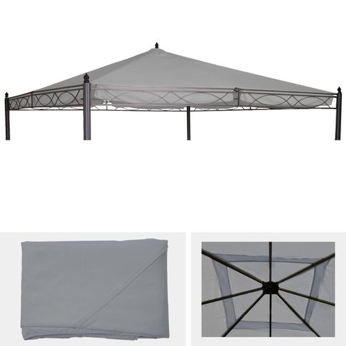 Toit De Remplacement Pour Toit Pergola Pavillon Cadiz 4x4m   Gris Clair