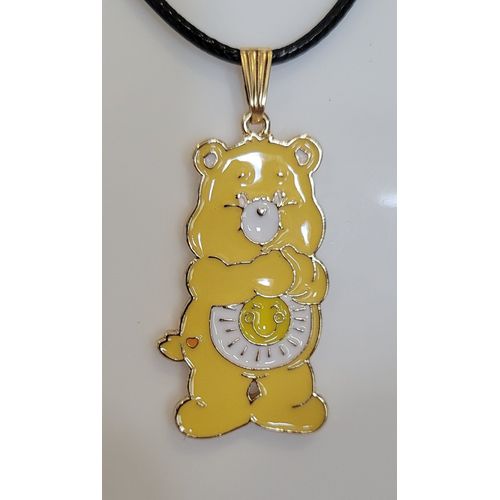 Collier Bisounours Jaune Cordelette Noire