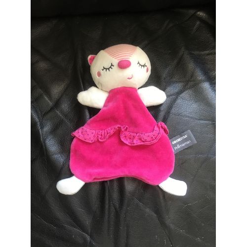Doudou Chat Endormi Blanc Et Rose Prémaman Orchestra
