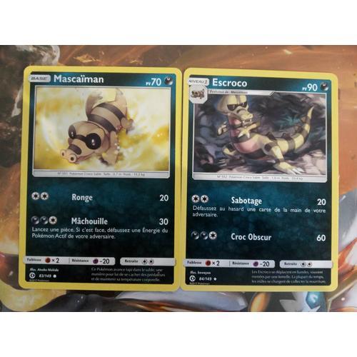 Cartes Pokémon Mascaïman, Escroco, Persian D'alola + 1 Carte Énergie