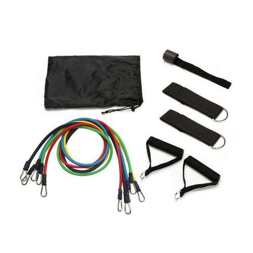 Ensemble Bandes De Fitness De Résistance Avec 11 Pièces - Sport - Poignées, Ancre, Sangle De Cheville, Sac De Transport