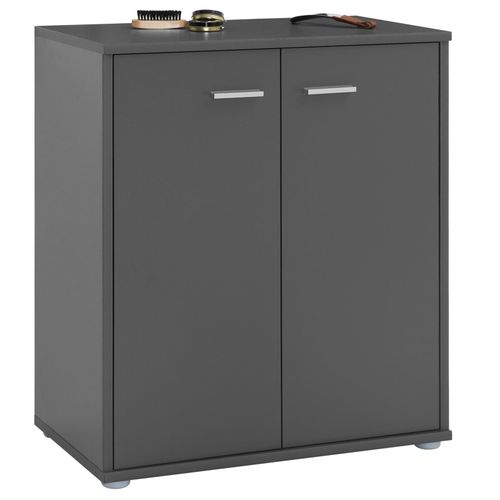 Meuble À Chaussures Olympe, Commode Meuble De Rangement Avec 2 Portes, En Mélaminé Gris Mat