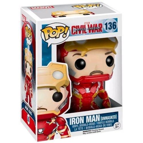 Figurine Pop - Civil War - Iron Man Unmasked - Funko Pop N°136