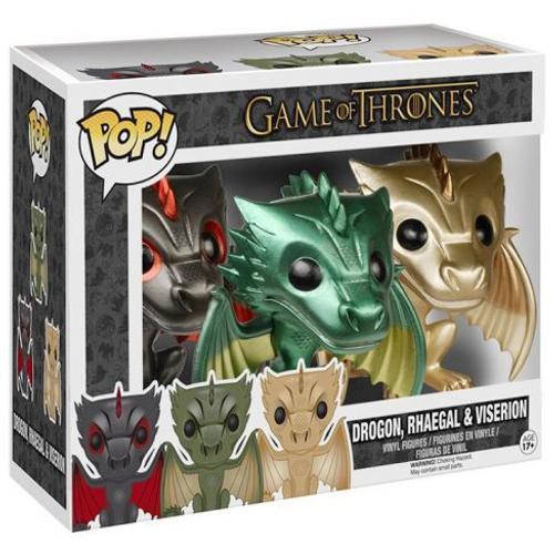 Figurine Pop - Game Of Thrones - Pack Drogon Viseron Rhaegal Metallic - Funko Pop