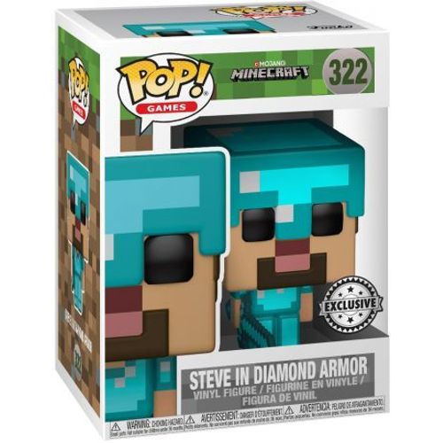 Figurine Pop - Minecraft - Steve Avec Armure En Diamant - Funko Pop N°322