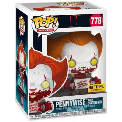 « Il » Est Revenu 2 Pop! Movies Vinyl Figurine Pennywise Skateboard 9 Cm