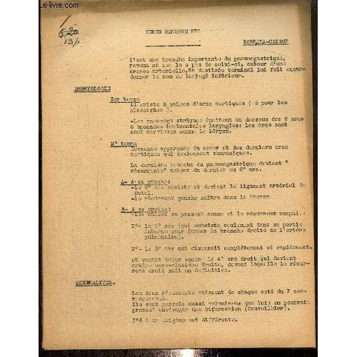 Lot De Cours De Médecine, Au Nom De Barraya-Chigot : Voie Biliaire Accessoire / Artère Linguale / Les Veines Jugulaires / Nerfs Récurrents / Carotide Interne