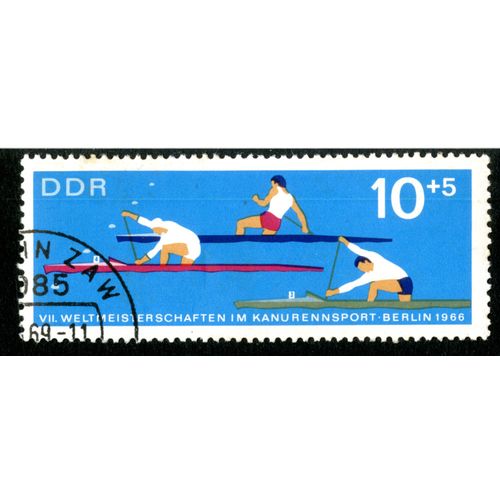 Timbre Oblitéré Ddr, 10+5, Vii. Weltmeisterschaften Im Kanurennsport - Berlin 1966
