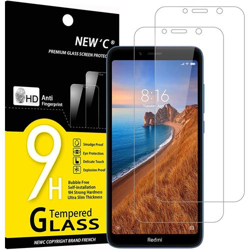 Lot 2, Verre Trempe Xiaomi Redmi 7a, Film Protection Ecran Sans Bulles D'air Ultra Resistant (0,33mm Hd Ultra Transparent) Durete 9h Glass