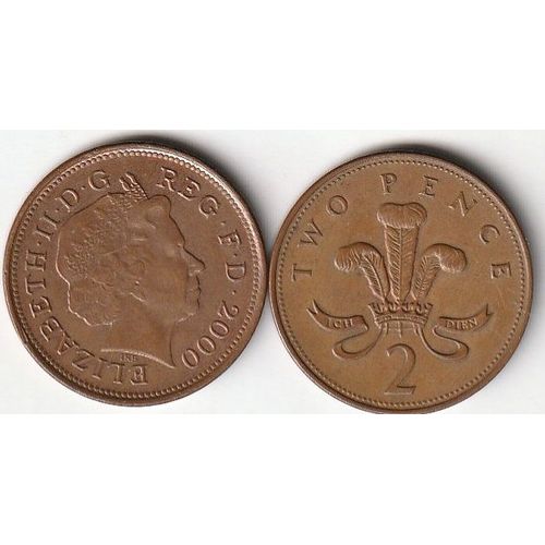 Lot De 2 Pièces De Deux Pence, Grande-Bretagne, Années 1995 Et 2000