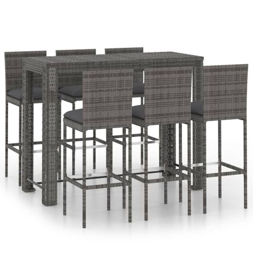Vidaxl Ensemble De Bar D'extérieur 7 Pcs Coussins Anthracite Rotin