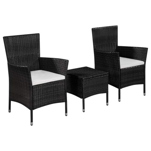 Vidaxl Mobilier De Bistro 3 Pcs Résine Tressée Noir
