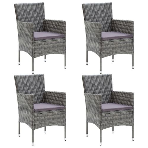 Vidaxl Chaises À Manger De Jardin Lot De 4 Résine Tressée Gris