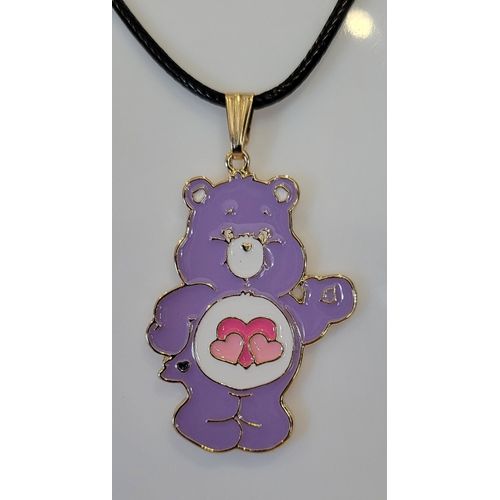 Collier Bisounours Violet Cordelette Noire