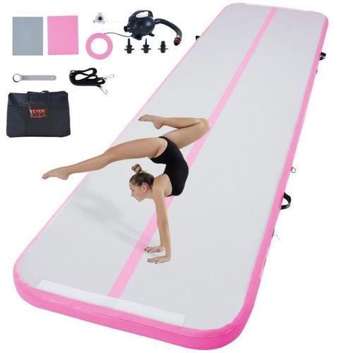 Tapis De Gymnastique Gonflable - Vevor - 3980x1010x100 Mm 4 M Piste D'acrobatie Avec Pompe Électrique,Rose,Pour Usage Domestique