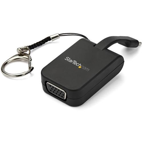 StarTech.com Compact USB C to VGA Adapter, 1080p 60Hz USB Type-C to VGA Video Display Converter with Keychain Ring, Active USB-C DP Alt Mode to VGA Monitor Dongle, Thunderbolt 3 Compatible -...