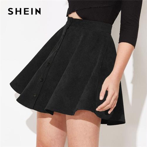 SHEIN solide bouton avant velours c tel jupe d contract e femmes