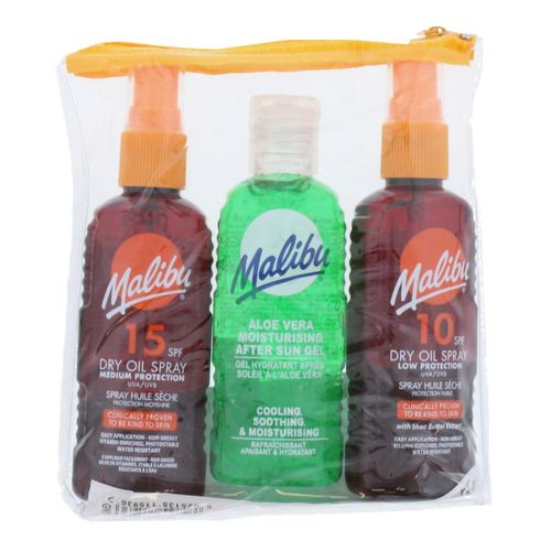 Malibu Lot De 3: Spf 15 & 10 Spray Huile Sèche, Gel Après-Soleil Hydratant 