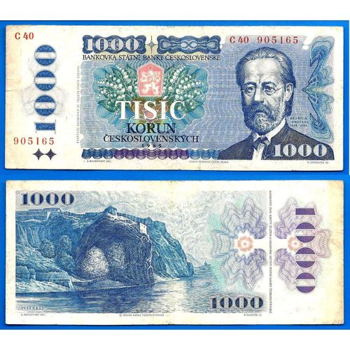 Tchecoslovaquie 1000 Couronnes 1985 Billet Korun Riviere