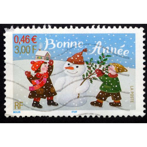 Timbre Bonne Année.0,46 .3,00f.La Poste.Rf.2001.