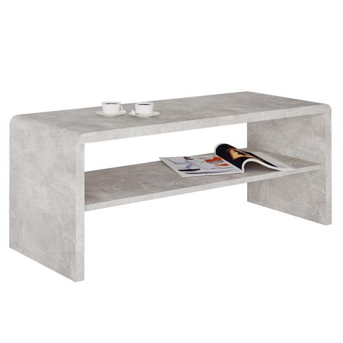 Table Basse Louna, Table De Salon Rectangulaire Ou Meuble Tv De 100 Cm Avec 1 Étagère De Rangement, En Mélaminé Décor Béton