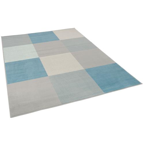 Pergamon Trendline - Tapis Modern - Carreaux Bleu 80x150 Cm