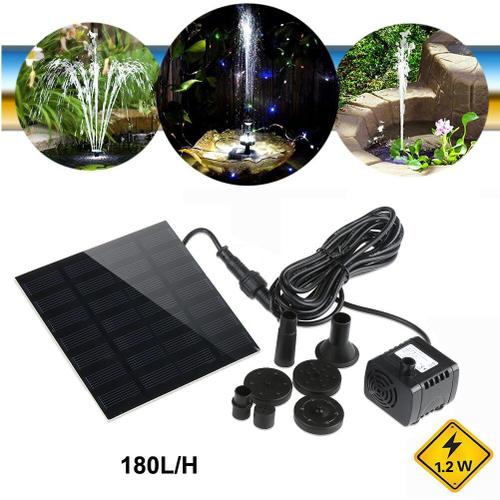 Foxnovo ? Pompe À Eau Solaire 7v, 1.2w, 180l/H, Submersible, Pour Aquarium, Fontaine, Piscine, Jardin, Étang (Noir)