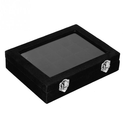 24 Grilles Noir Rose Rouge Velours Bijoux Boîte Anneau Boucles D'oreilles Colliers Maquillage Support Case Organisateur Femmes Bijoux Rangement Organisateur