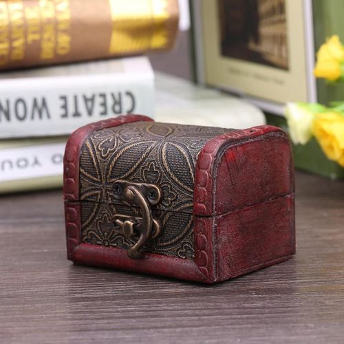 Rétro Petit Bois Serrure Boîte De Rangement Bijoux Bracelet Perle Boîtier En Bois Cadeau Titulaire Case Antique Do Ancien Design Vintage Étui Vente