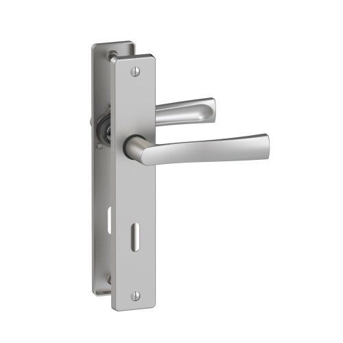 Poignée de porte sur grande plaque - aluminium chrome satiné - Flex clé L VACHETTE