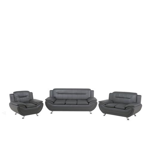 Ensemble Canapés Et Fauteuil En Cuir Pu Gris 6 Places Leira