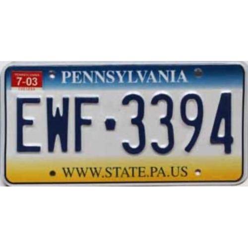 Plaque immatriculation americaine authentique usa Pennsylvanie EWF