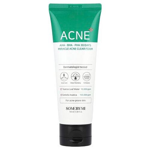 Some By Mi Mousse Nettoyante Miracle Contre L'acné Aux Aha, Bha Et Pha, 30 Jours, 100 Ml 