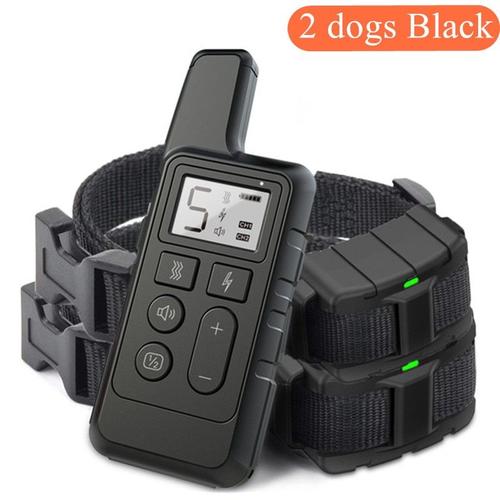 Taille 2 Chiens Noir Collier Électrique Anti-Aboiement Pour Chien, Télécommande, Antichoc, Rechargeable, Étanche, Équipement D'entraînement Pour Chiots Et Chatons