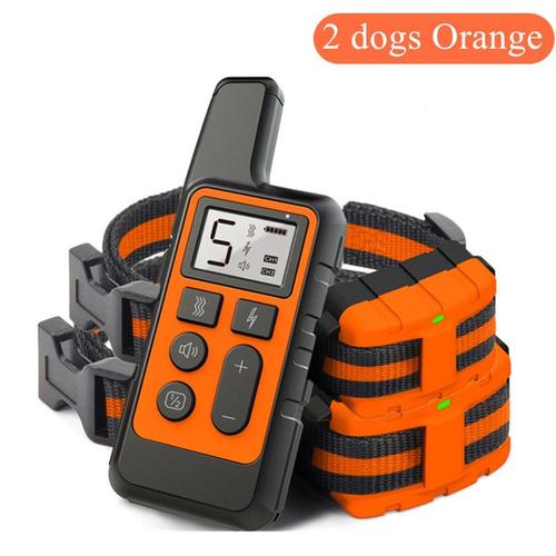 Taille 2 Chiens Orange Collier Électrique Anti-Aboiement Pour Chien, Télécommande, Antichoc, Rechargeable, Étanche, Équipement D'entraînement Pour Chiots Et Chatons