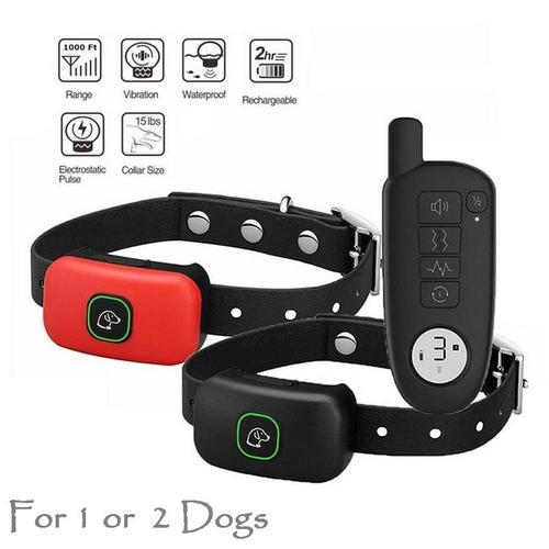 Taille Pour Deux Chiens Rdbk 1000ft Chat Pour Animaux De Compagnie Collier De Dressage De Chien Ip67 Électrique Rechargeable Étanche Choc Vibration Sonore Collier Anti-Aboiements