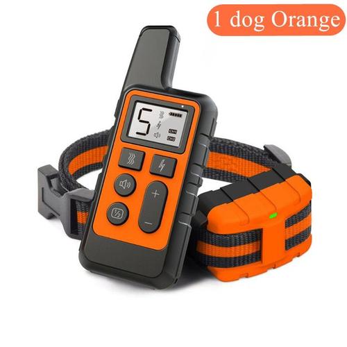 Taille 1 Orange Dog Collier Électrique Anti-Aboiement Pour Chien, Télécommande, Antichoc, Rechargeable, Étanche, Équipement D'entraînement Pour Chiots Et Chatons