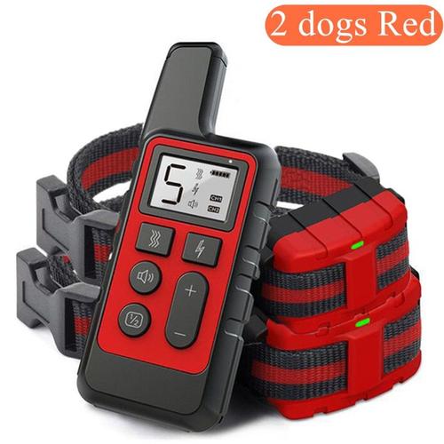 Taille 2 Red Dogs Collier Électrique Anti-Aboiement Pour Chien, Télécommande, Antichoc, Rechargeable, Étanche, Équipement D'entraînement Pour Chiots Et Chatons