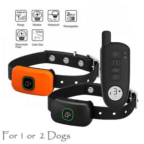 Taille Pour Deux Chiens Orbk 1000ft Chat Pour Animaux De Compagnie Collier De Dressage De Chien Ip67 Électrique Rechargeable Étanche Choc Vibration Sonore Collier Anti-Aboiements