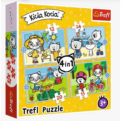 4 In 1 - Kittykit Day (12-15-20-24 Pièces) - Puzzle 12, 15, 20 Et 24 Pièces