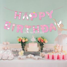 Decorations De Fete Theme Ballet Rose Tutu Papillon Bannieres De Joyeux Anniversaire Fournitures De Fete Prenatale Anniversaire Pour Filles Hfcd0714c Rakuten