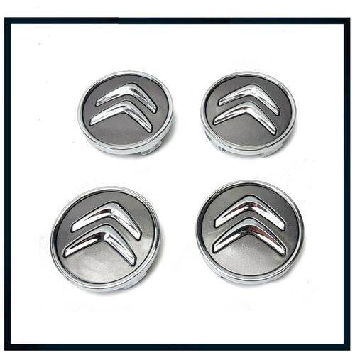 4x Cache Moyeux Centre Roue Dia 60mm Citroen Logo Badge Emblème Gris Taupe