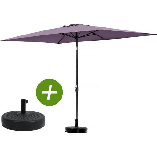 Parasol Jardin "Sol 2" - Rectangle - 2 X 3 M - Violet + Dalles ? Lester Incluses