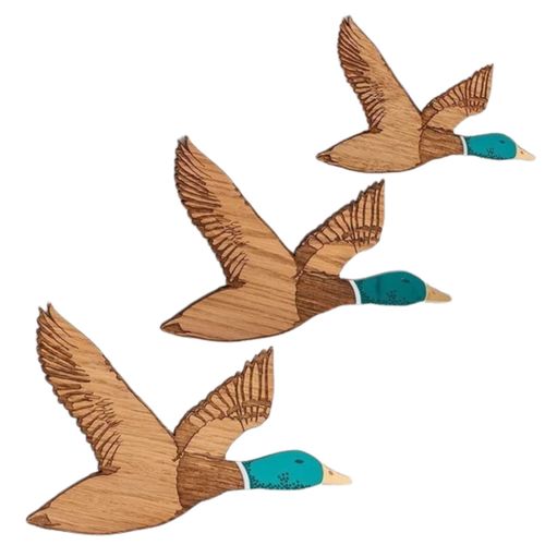 Décoration murale en canard, 3 pièces, artisanat en bois rétro pour la maison et le bureau, rétroviseurs intérieurs, breloques ornementales