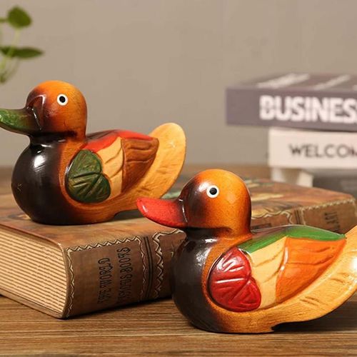 Décoration en bois de canards mandarins, 1 paire, Feng Shui, artisanat Vintage, ornement de maison, cadeau de vacances, livraison directe