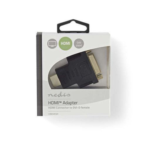Nedis Adaptateur HDMI HDMI Mâle / HDMI? Connecteur HDMI Femelle / Sortie HDMI ? Plaqué or Coudé à 270° Aluminium Gris bronze 1 pc Sachet avec Fenetre