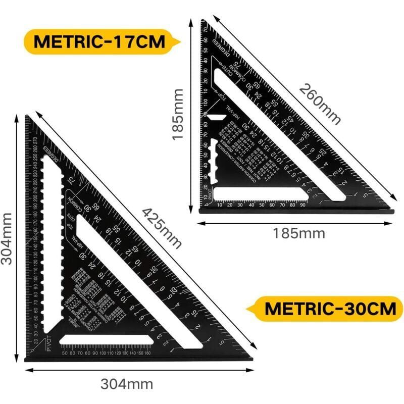 Promotion Equerre Triangle Metrique Professionnel, 30cm/300m... - 2
